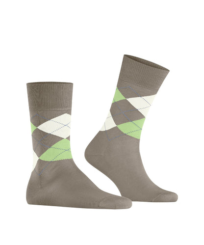 Sok Manchester Kort | Greige/Green diamond check