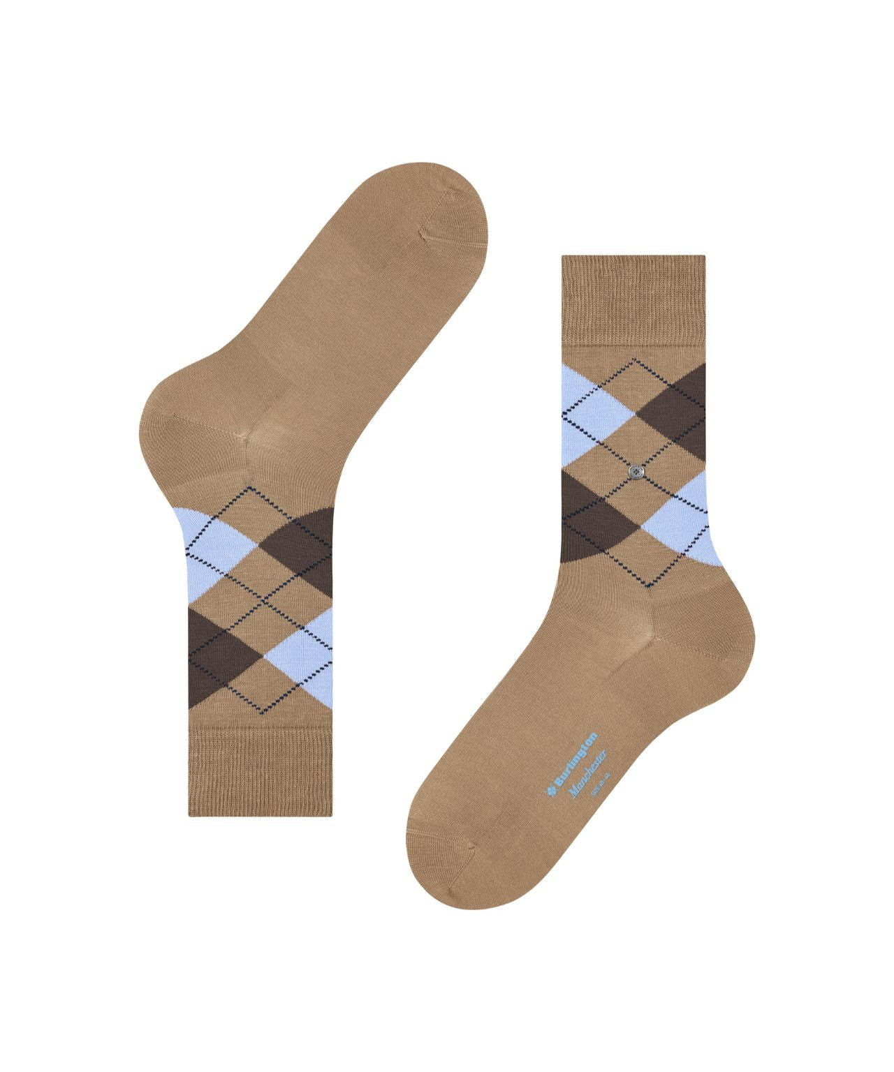 Sok Manchester Kort | Toffee/Light Blue/Brown diamond check