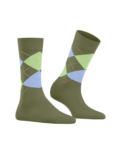 Covent Garden Sok | Olive/Lime/Blue diamond check