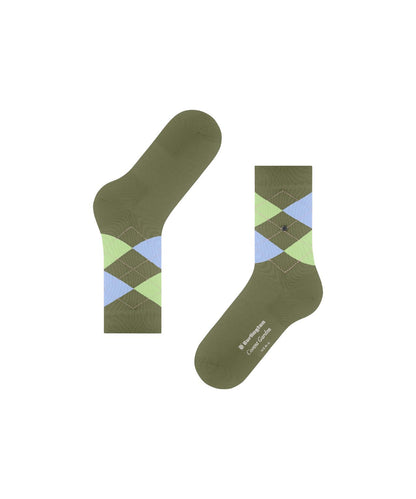 Covent Garden Sok | Olive/Lime/Blue diamond check