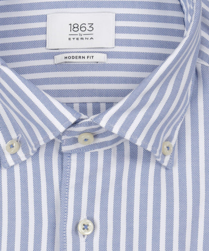 Shirt Wide Spread | Blauw/Wit streep