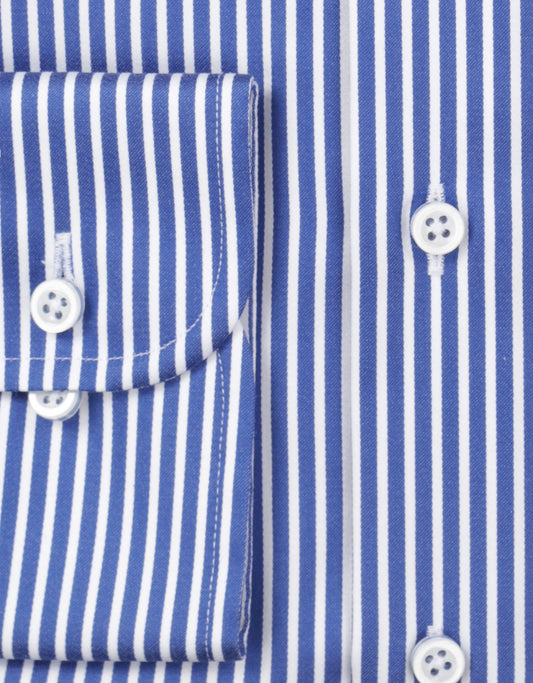 Shirt striped semi spread collar | Blue