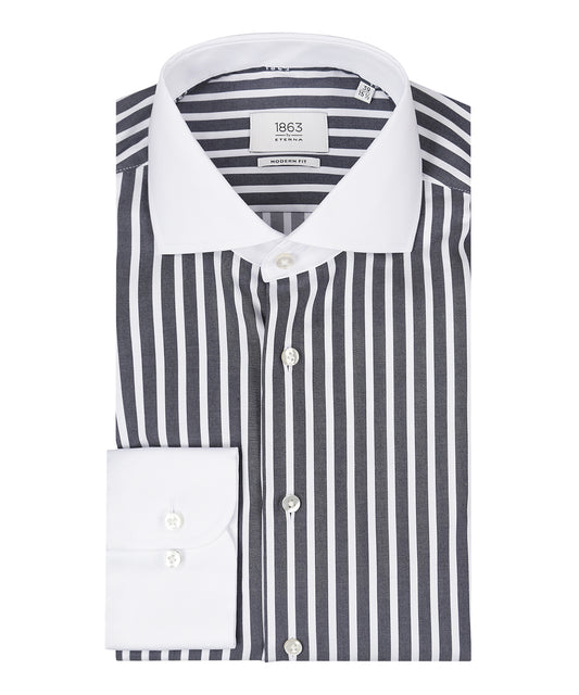 Shirt striped semi spread collar | Blue