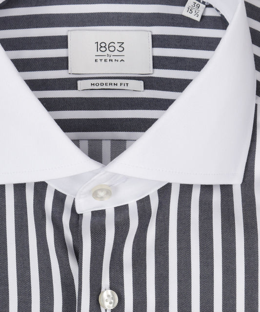 Shirt striped semi spread collar | Blue