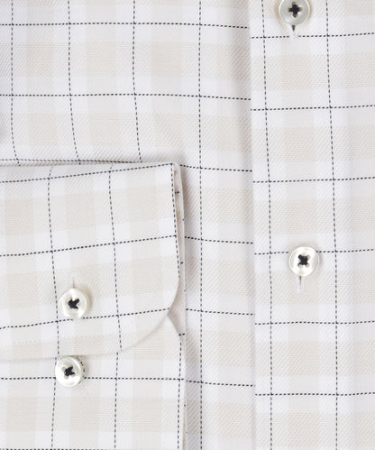 Shirt katoen | Combi ruit Beige/Wit