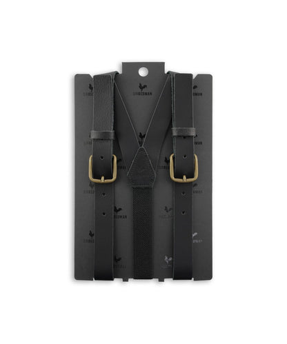 Leder-Hosenträger, 2-in-1, mit Clips und Laschen | Schwarz