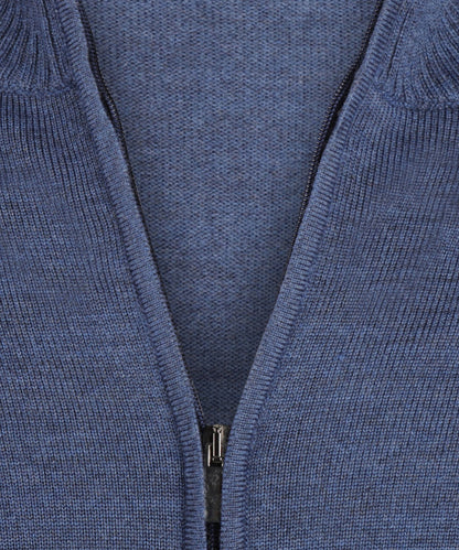 Merino-Reißverschlussweste | Blau