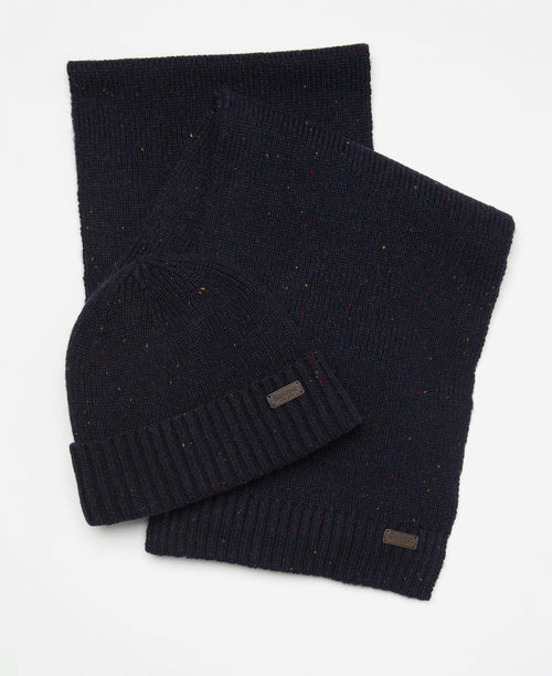 Barbour Carlton Sjaal en Muts Cadeauset | Navy Blauw
