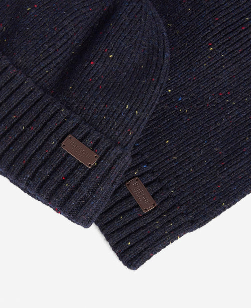 Barbour Carlton Sjaal en Muts Cadeauset | Navy Blauw