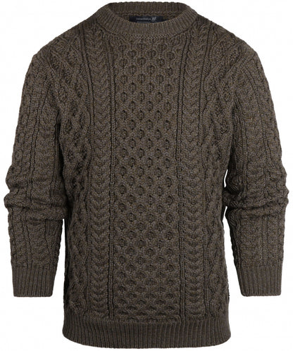 Aran Crew Neck Cable Knit Sweater | Green