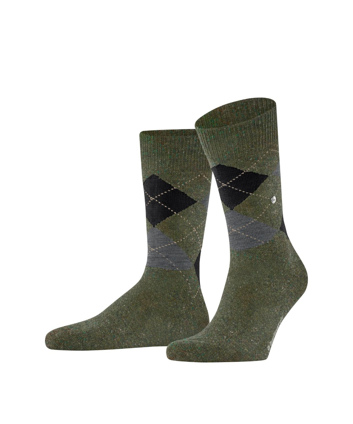 Dundee Sok | Jasper Green Melange Diamond Check