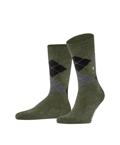 Dundee Sok | Jasper Green Melange Diamond Check