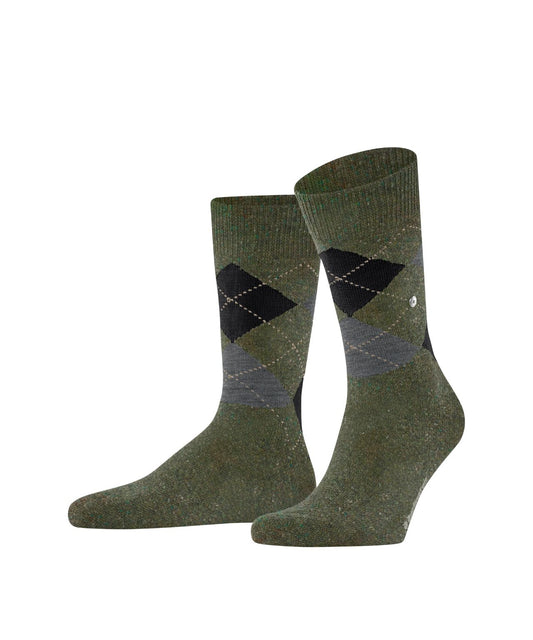 Dundee Sok | Jasper Green Melange Diamond Check