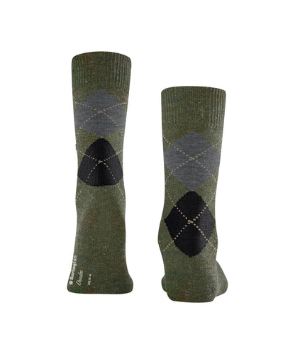 Dundee Sok | Jasper Green Melange Diamond Check