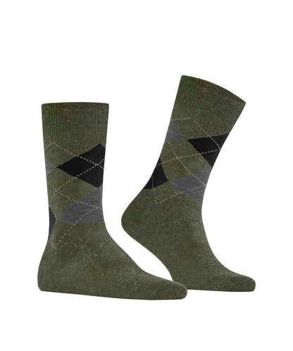 Dundee Sok | Jasper Green Melange Diamond Check