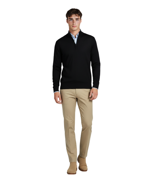 Pullover Merinowol ritskraag | Navy