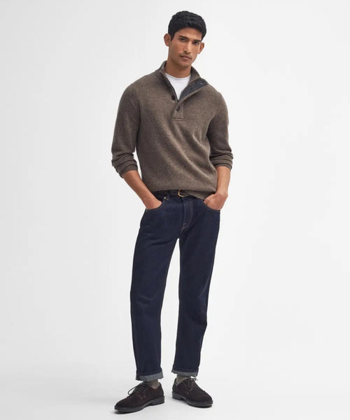 Pullover met rits en knoopsluiting | Bruin