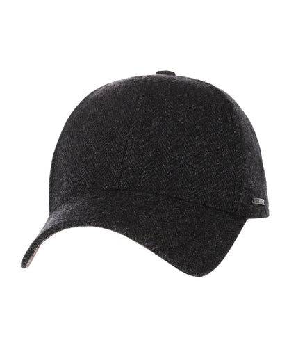 Baseball Cap Wool Herringbone | Zwart Herringbone