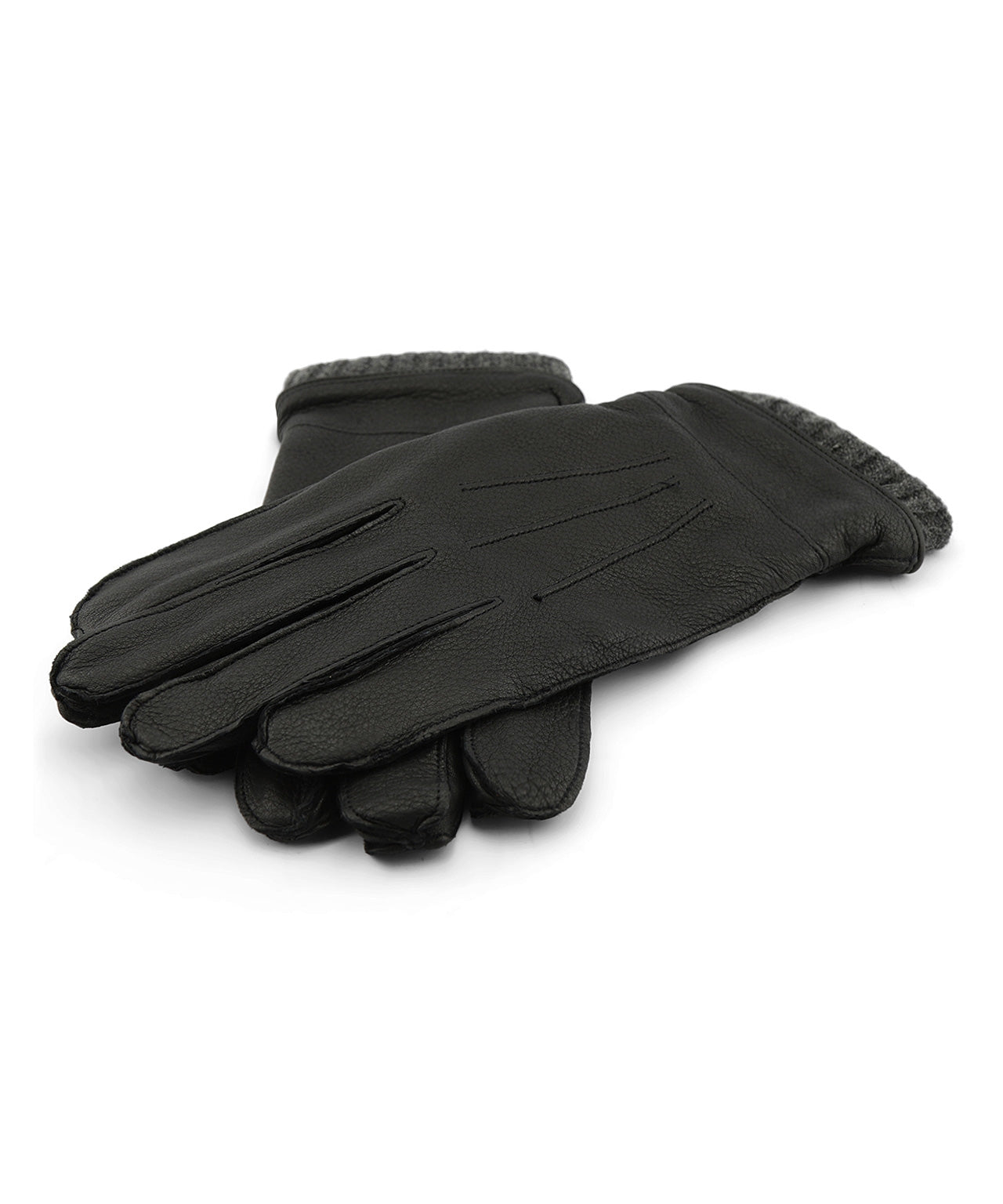 Stetson Handschuhe aus Hirschleder mit Kaschmir | Schwarz