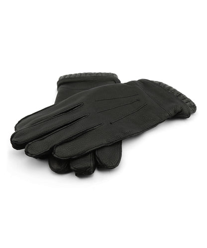 Stetson Handschuhe aus Hirschleder mit Kaschmir | Schwarz