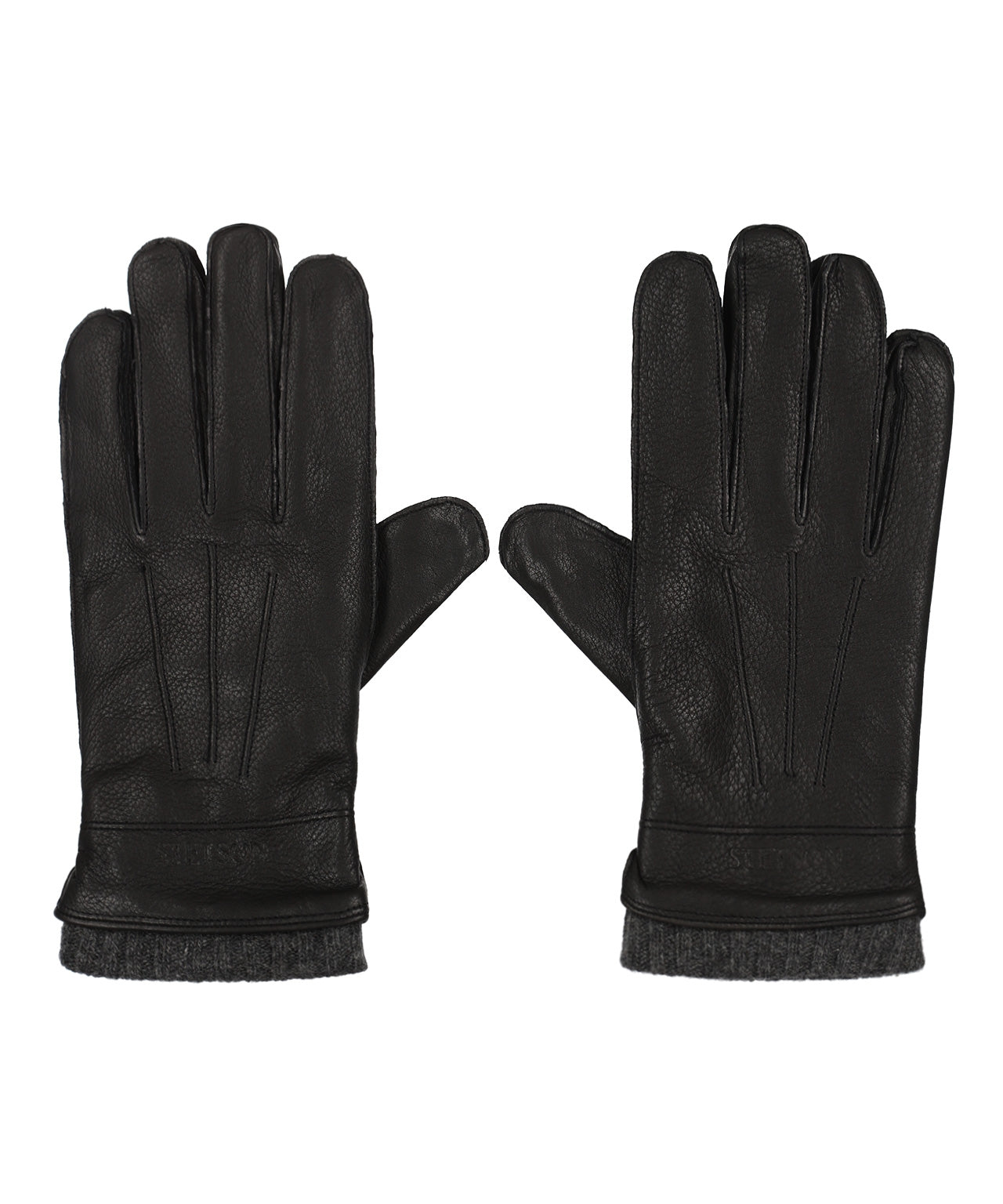Stetson Handschuhe aus Hirschleder mit Kaschmir | Schwarz