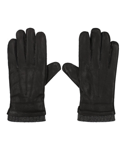 Stetson Handschuhe aus Hirschleder mit Kaschmir | Schwarz