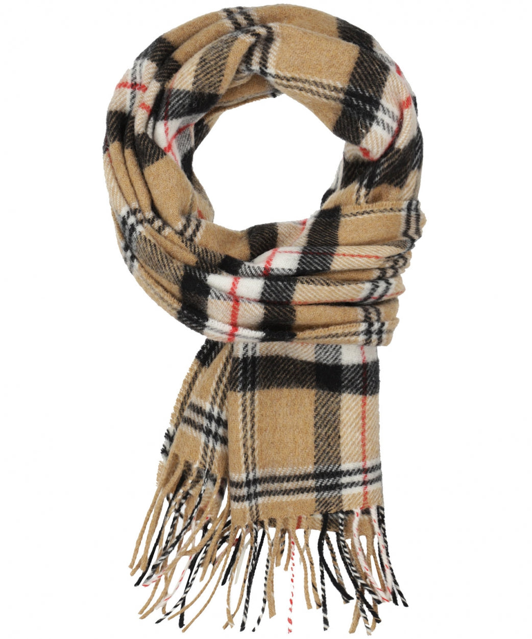Karierter Lammwollschal | Kamel- oder Merrick-Tartan
