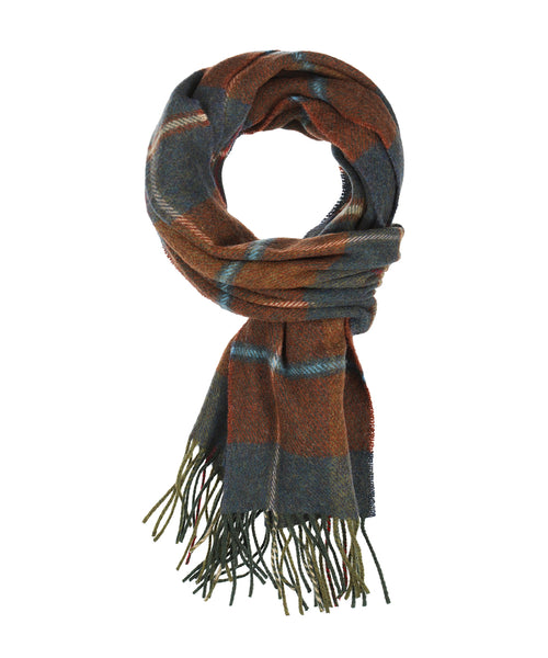 Geruite Lamswollen Sjaal | Rust Brown Blue Red Plaid