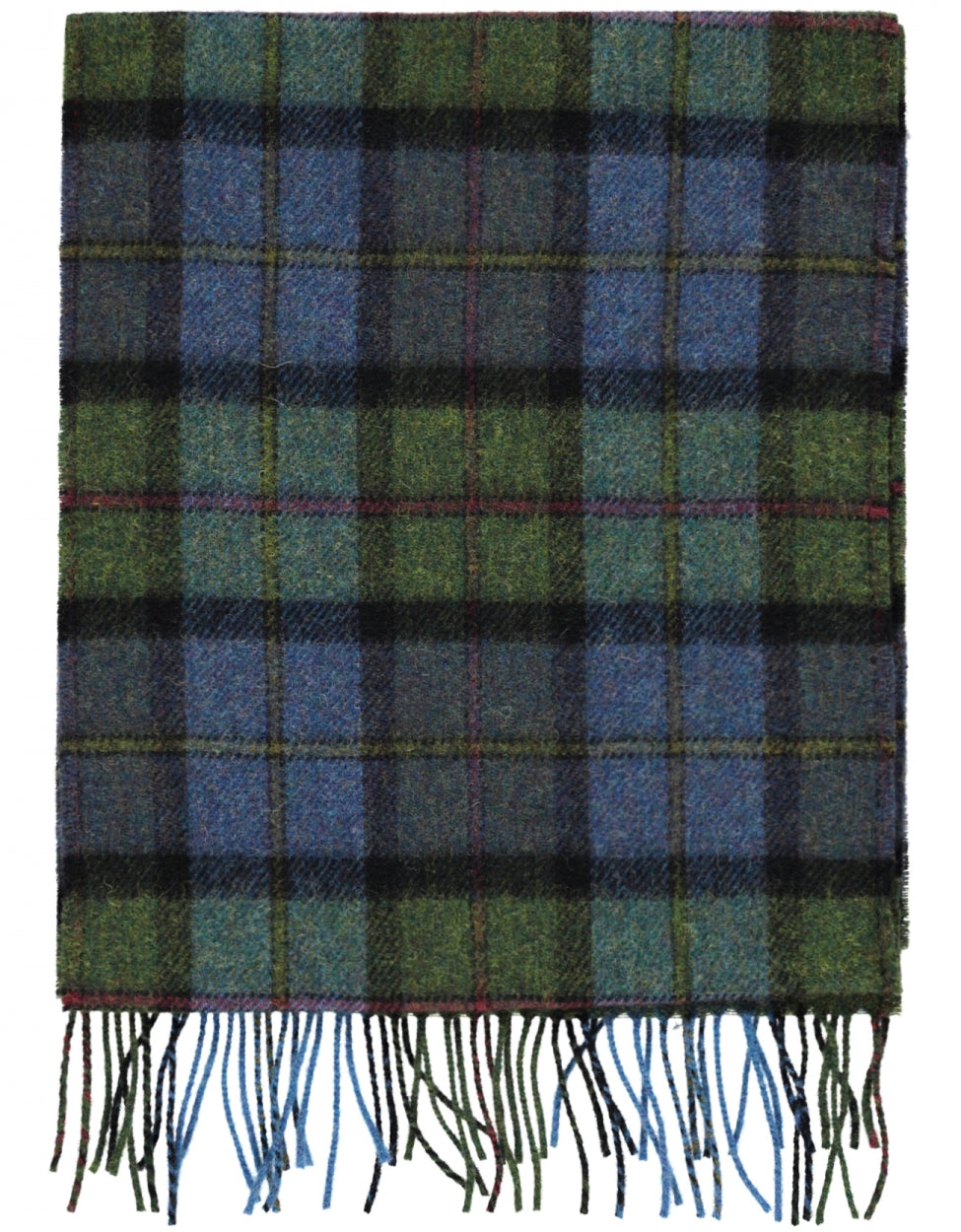 Karierter Lammwollschal | Denimgrüner Tartan