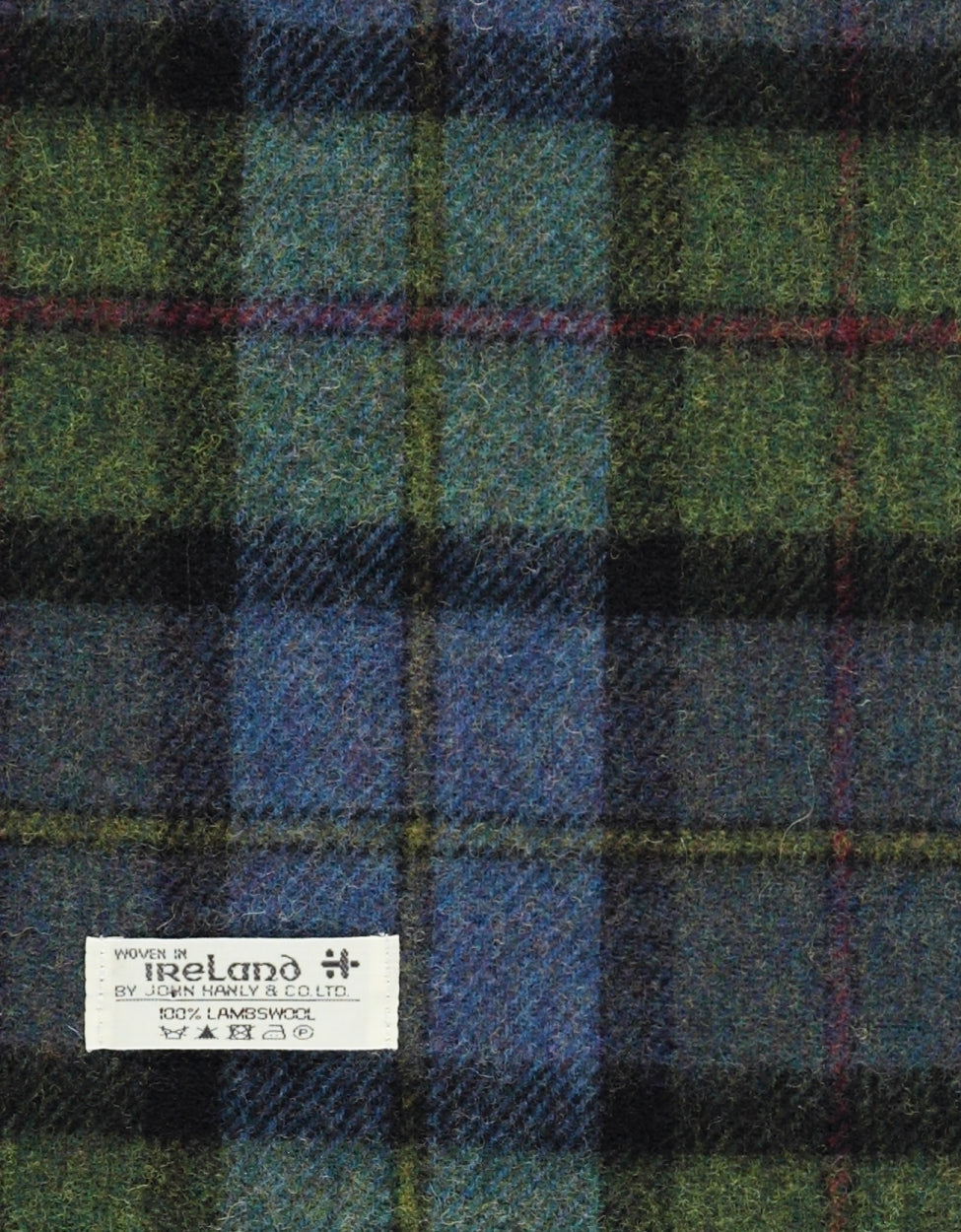 Karierter Lammwollschal | Denimgrüner Tartan