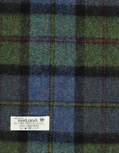Karierter Lammwollschal | Denimgrüner Tartan