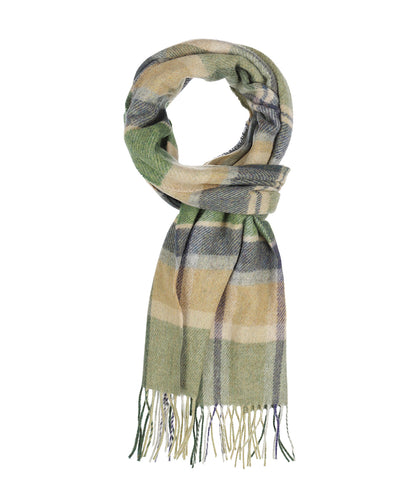 Lammwollschal | Grün Beige Marineblau kariert