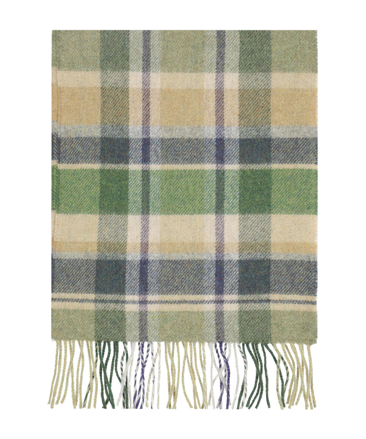 Lammwollschal | Grün Beige Marineblau kariert