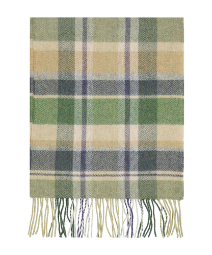 Lammwollschal | Grün Beige Marineblau kariert