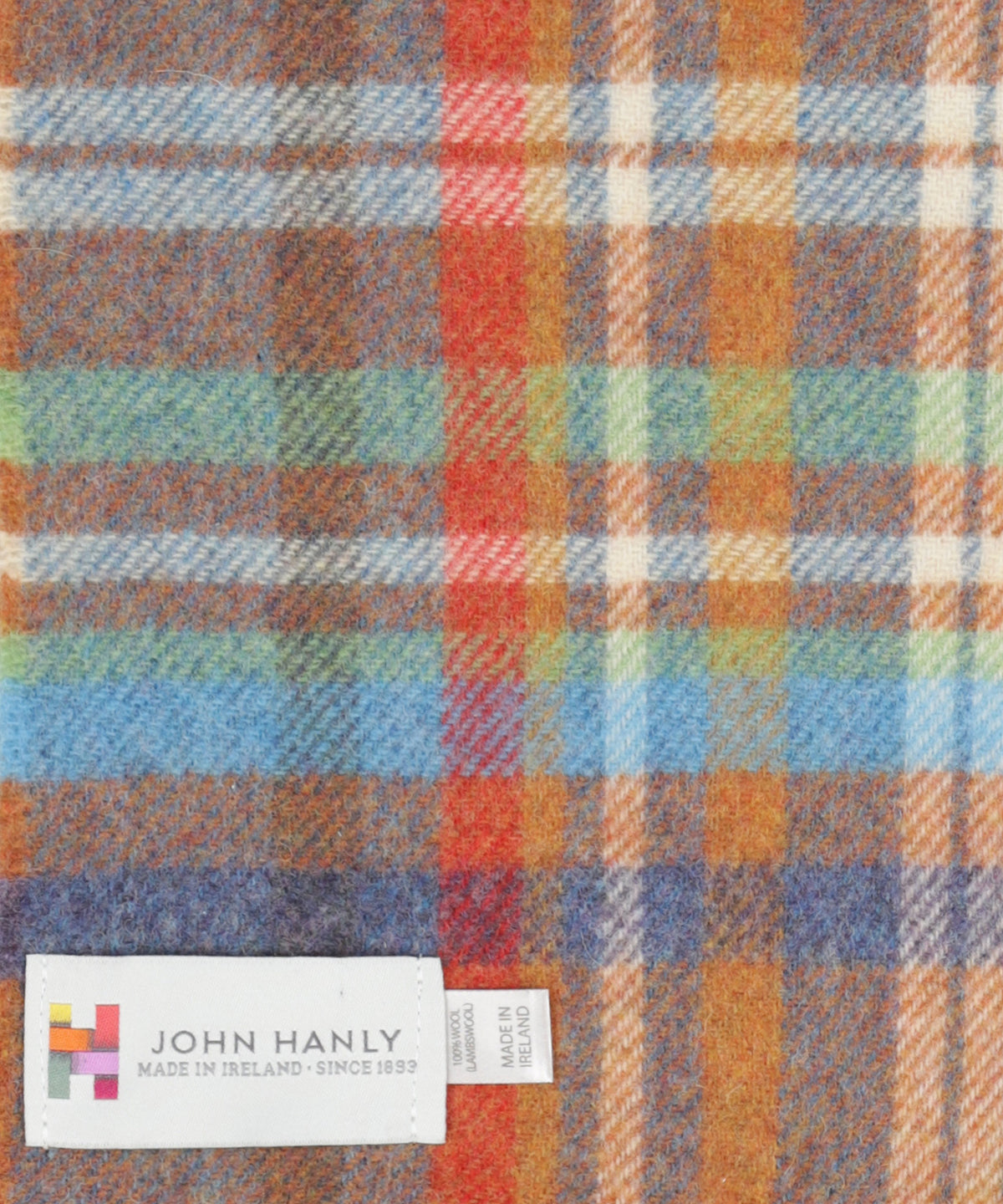Lambswool Scarf | Orange Blue Plaid