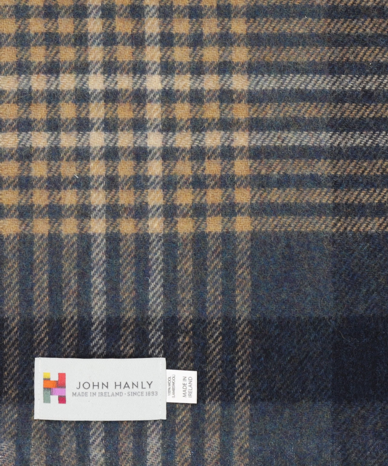 Lambswool Scarf Long | Denim Navy Beige Black Check
