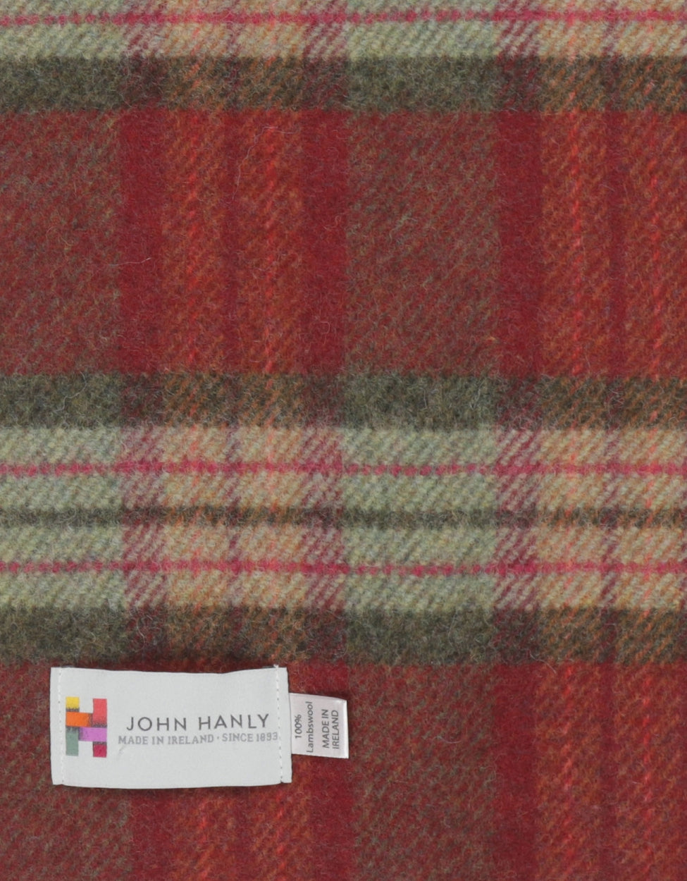 Lambswool Scarf Long | Burgundy Green Pink Check