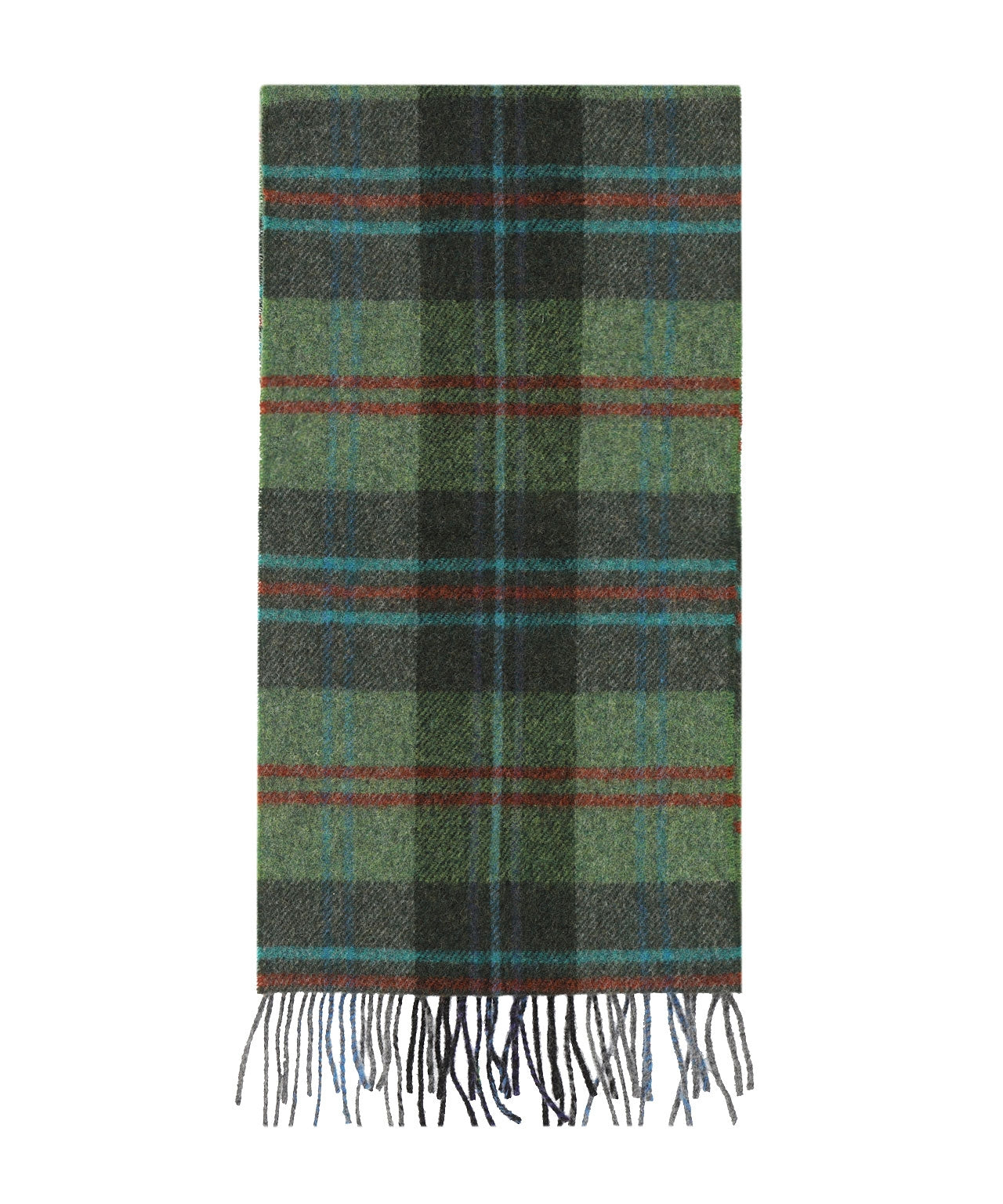 Lambswool Scarf Long | Green Red Overcheck Plaid
