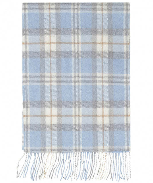 Merino-Wollschal (Luxusqualität) | Hellblau-Creme-Taupe-Karo
