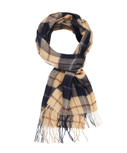 Luxuriöser Merinowollschal | Marineblau Beige Braun Kariert