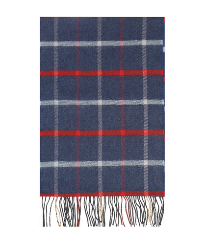 Merino Luxus-Wollschal | Denim Roter Schottenkaro