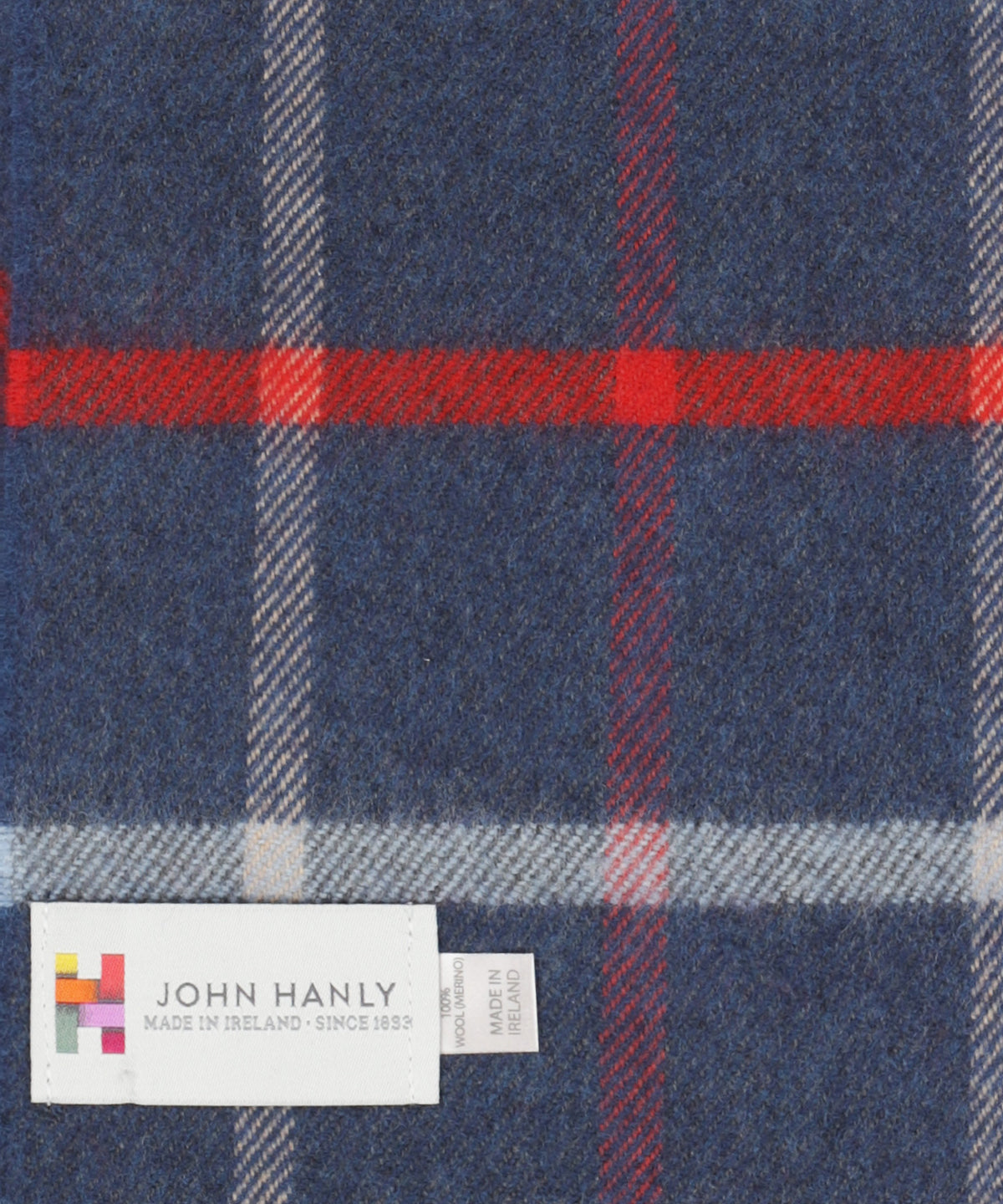Merino Luxus-Wollschal | Denim Roter Schottenkaro
