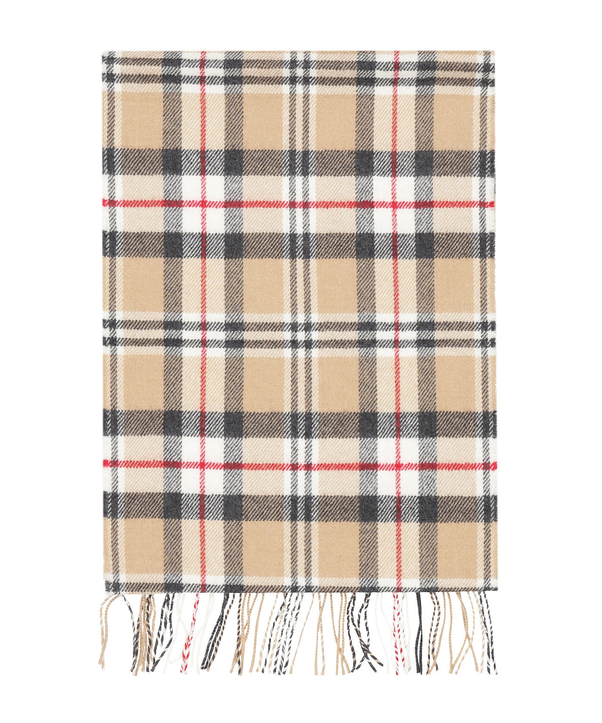 Luxuriöser Merinowollschal | Klassisches Kamel-Tartan