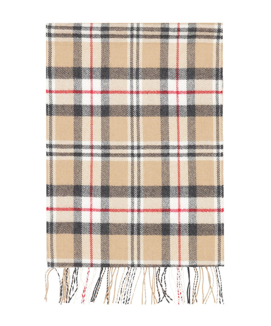Luxuriöser Merinowollschal | Klassisches Kamel-Tartan
