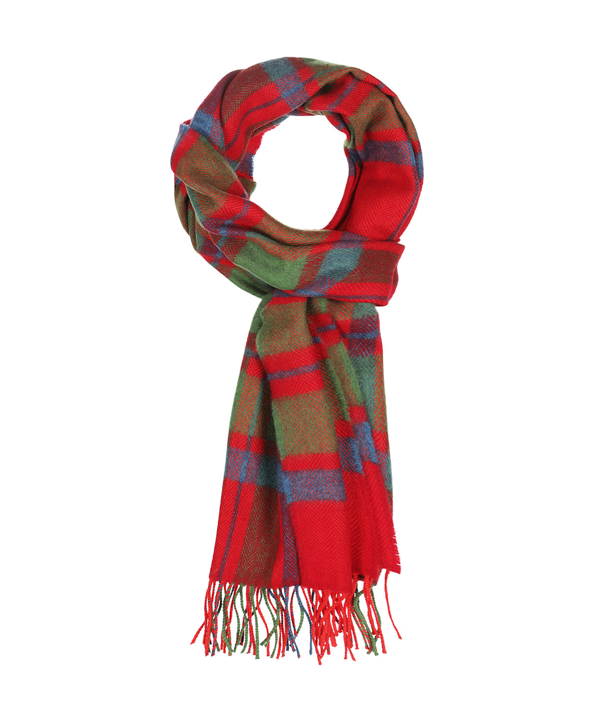 Merino Luxury Wool Scarf | Rood Groen blauw ruit
