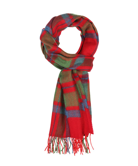 Merino Luxury Wool Scarf | Rood Groen blauw ruit