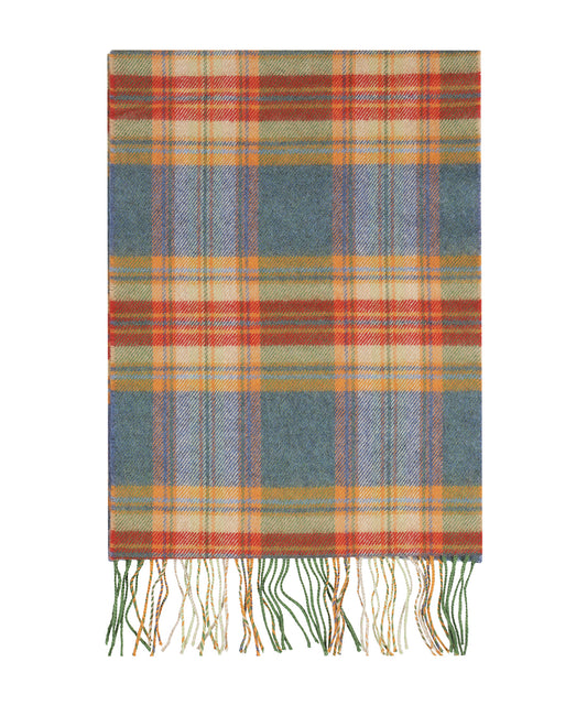 Merino Luxury Wool Scarf | Zachtgroen Camel Rood ruit
