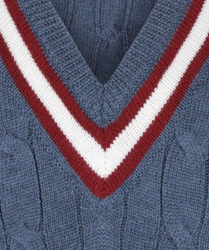 Cricket-Überwurf aus Merinowolle | Denimblau