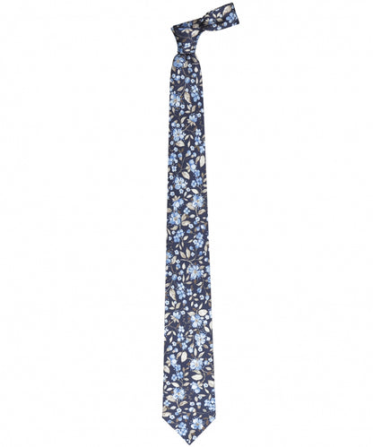 Zijden Stropdas | Navy Licht Blauw Floral