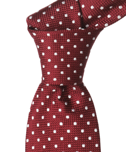 Zijden Stropdas | Bordeaux Stip Wit